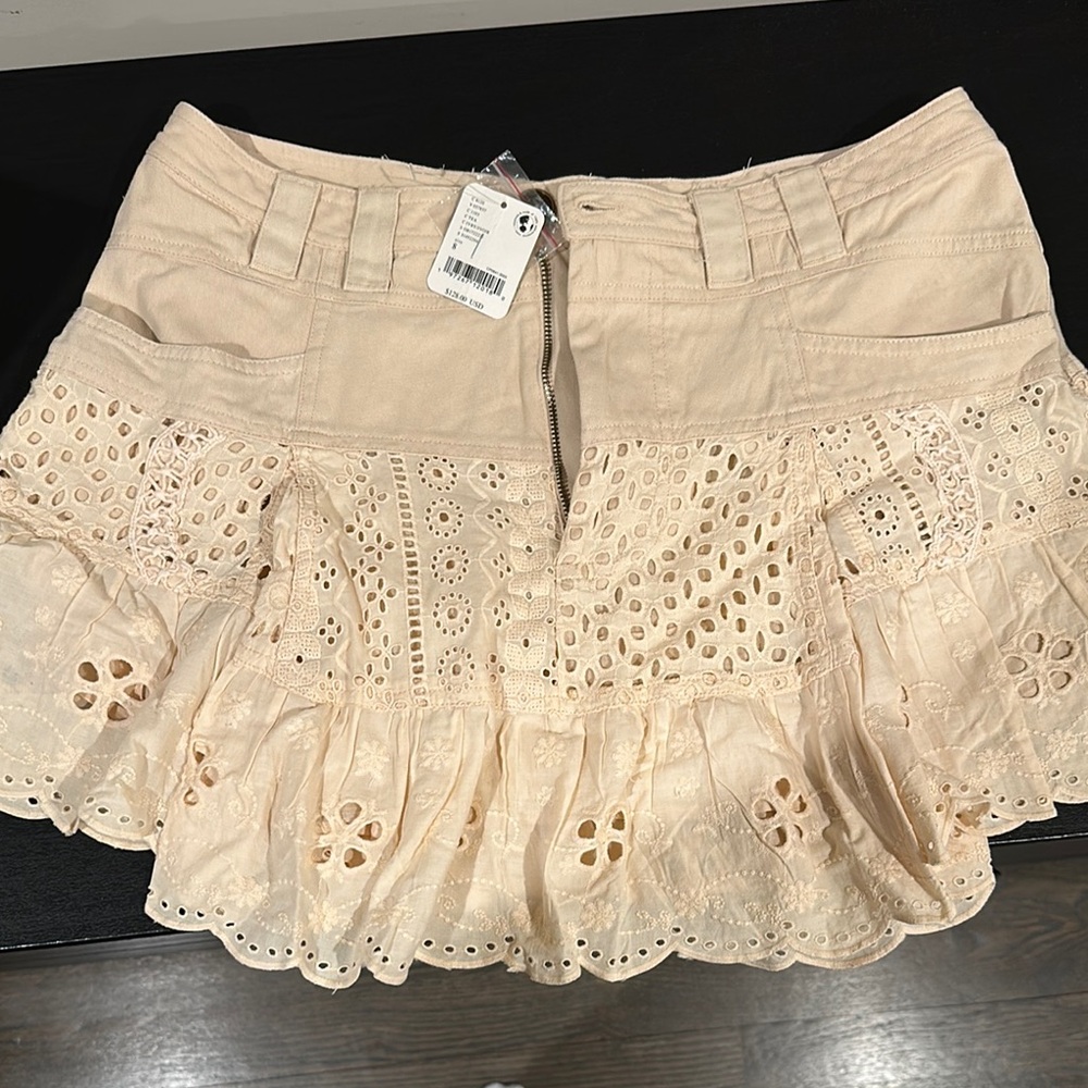 Free People Elegant Cream Lace Skirt